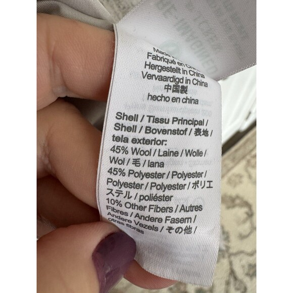 J.Crew Wool Colorblock Coat Size 12 Tan Gray Zipped - Picture 3 of 10